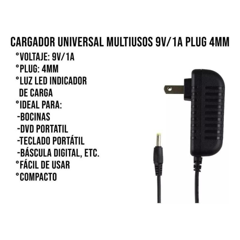 Eliminador Cargador Corriente Adaptador 9v 1a Bocinas 4mm