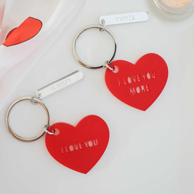 Llavero Acrilico Personalizado Corazon Rectangular Circular
