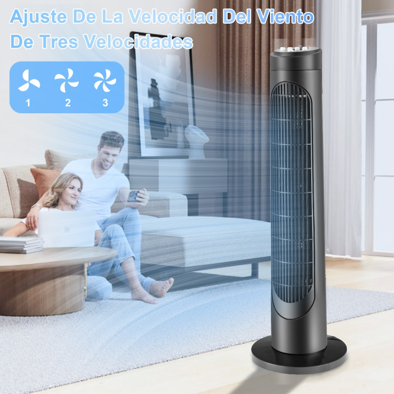 Ventilador De Torre Silencioso Giratorio Con 3 Velocidades