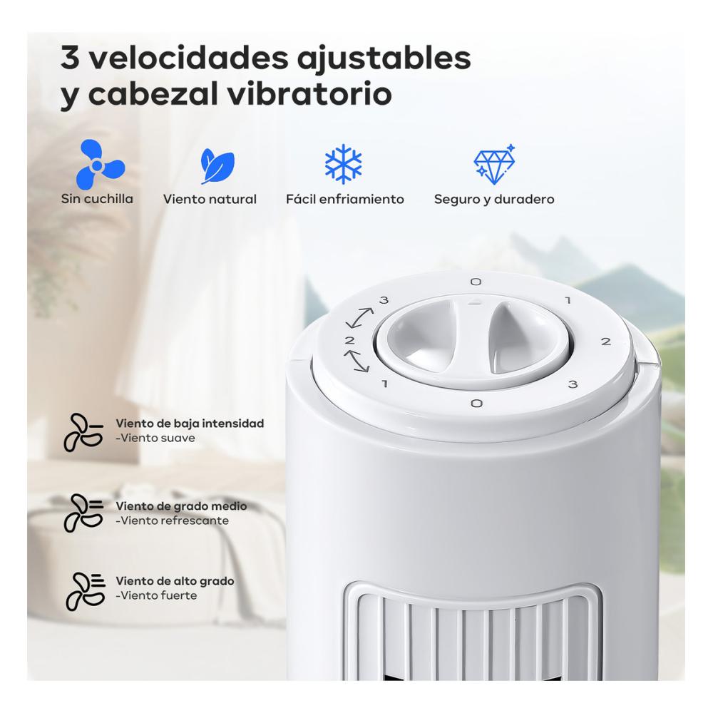 Ventilador De Torre 3 Velocidades Oscilante Silencioso 73cm