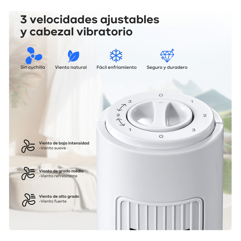 Ventilador De Torre 3 Velocidades Oscilante Silencioso 73cm