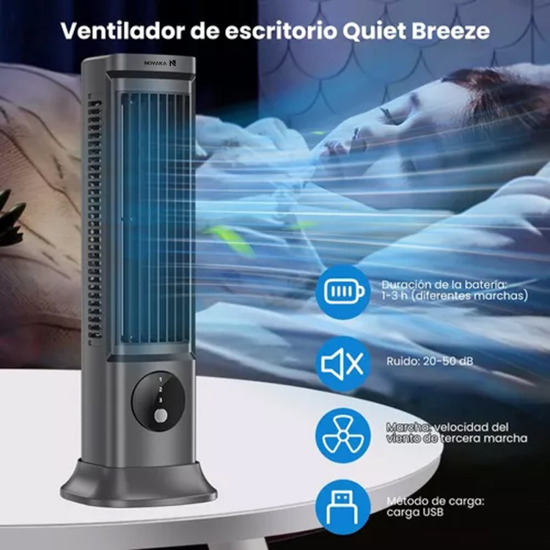 Novaka 2 In 1 Tower Ventilador Silencioso 3 Velocidades