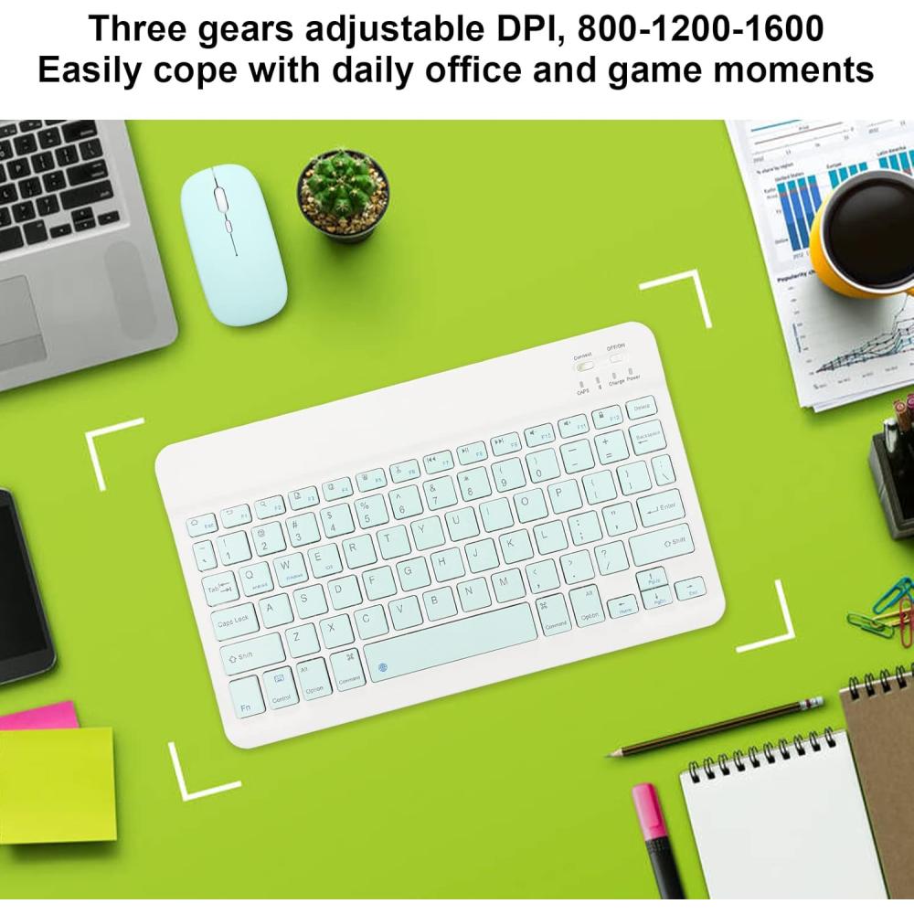 Combo de Teclado Y Mouse para Tableta de 10 Pulgadas, Teclado Bluetooth Inalámbrico Recargable Ultradelgado Portátil, para , ,