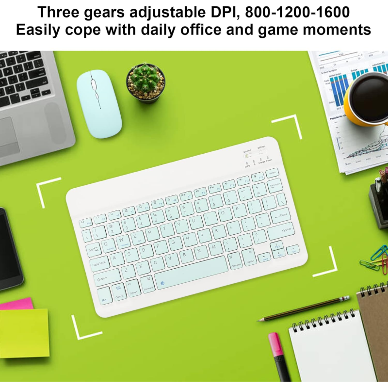 Combo de Teclado Y Mouse para Tableta de 10 Pulgadas, Teclado Bluetooth Inalámbrico Recargable Ultradelgado Portátil, para , ,