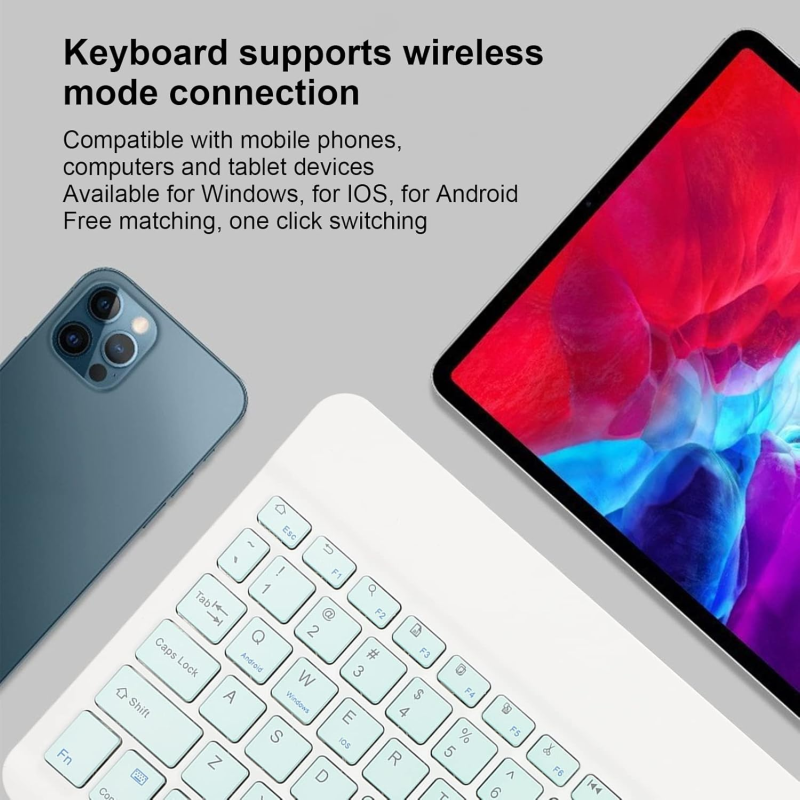 Combo de Teclado Y Mouse para Tableta de 10 Pulgadas, Teclado Bluetooth Inalámbrico Recargable Ultradelgado Portátil, para , ,