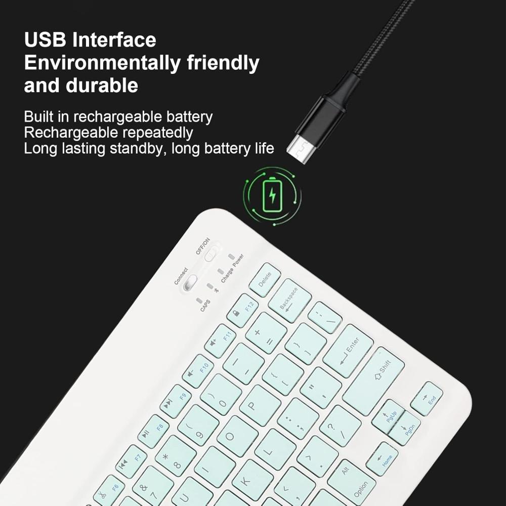 Combo de Teclado Y Mouse para Tableta de 10 Pulgadas, Teclado Bluetooth Inalámbrico Recargable Ultradelgado Portátil, para , ,