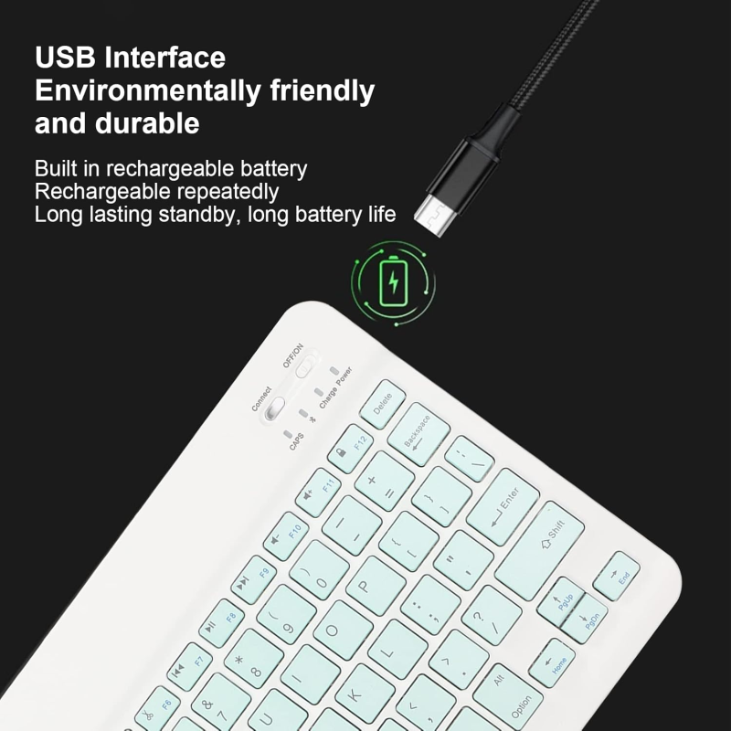 Combo de Teclado Y Mouse para Tableta de 10 Pulgadas, Teclado Bluetooth Inalámbrico Recargable Ultradelgado Portátil, para , ,