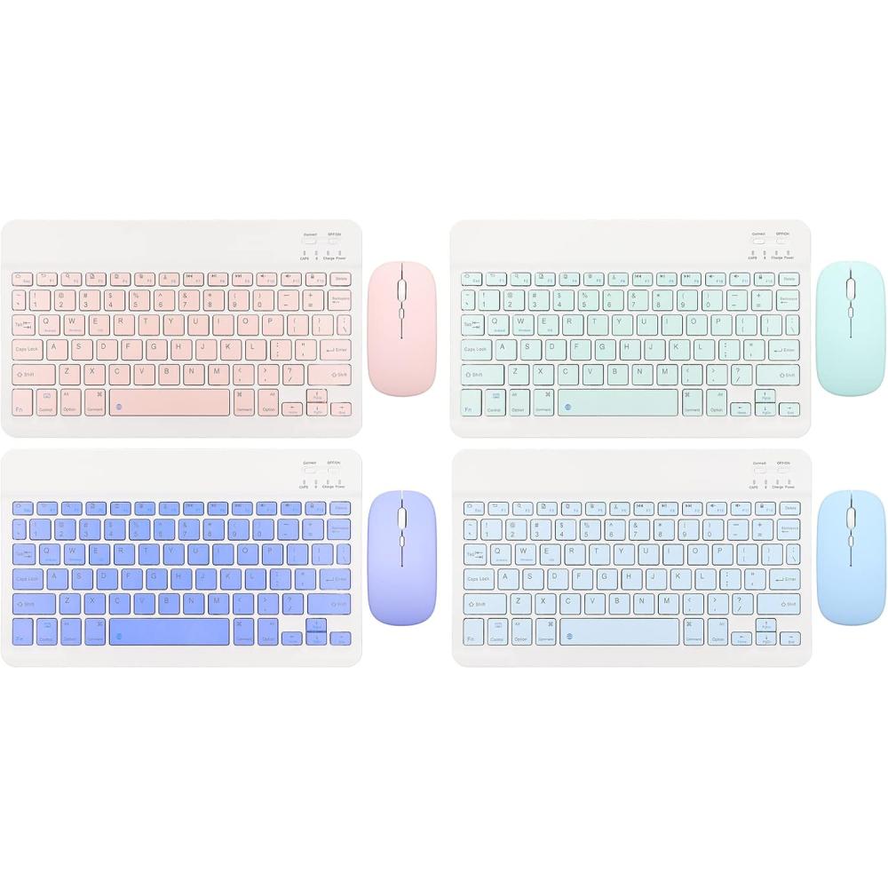 Combo de Teclado Y Mouse para Tableta de 10 Pulgadas, Teclado Bluetooth Inalámbrico Recargable Ultradelgado Portátil, para , ,