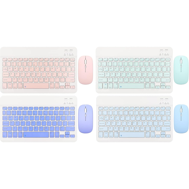 Combo de Teclado Y Mouse para Tableta de 10 Pulgadas, Teclado Bluetooth Inalámbrico Recargable Ultradelgado Portátil, para , ,