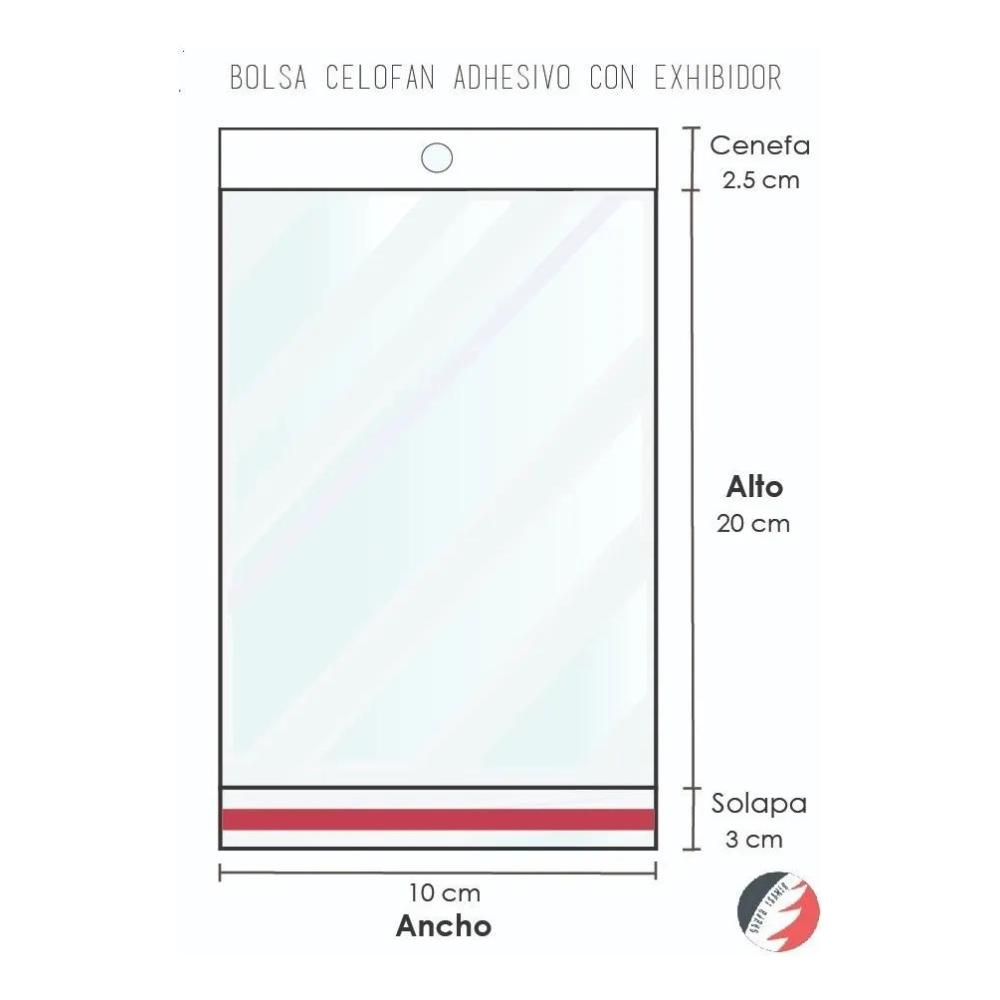 100 Bolsas Sobre Celofán Con Adhesivo Y Exhibidor