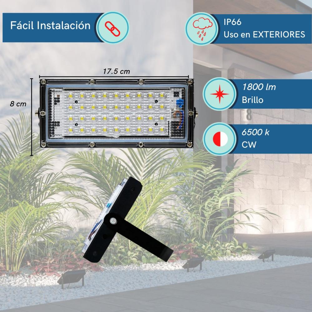 Reflector Led 20w Luminario Iluminación Exterior T1969 Carcasa Negro Luz Blanco frío