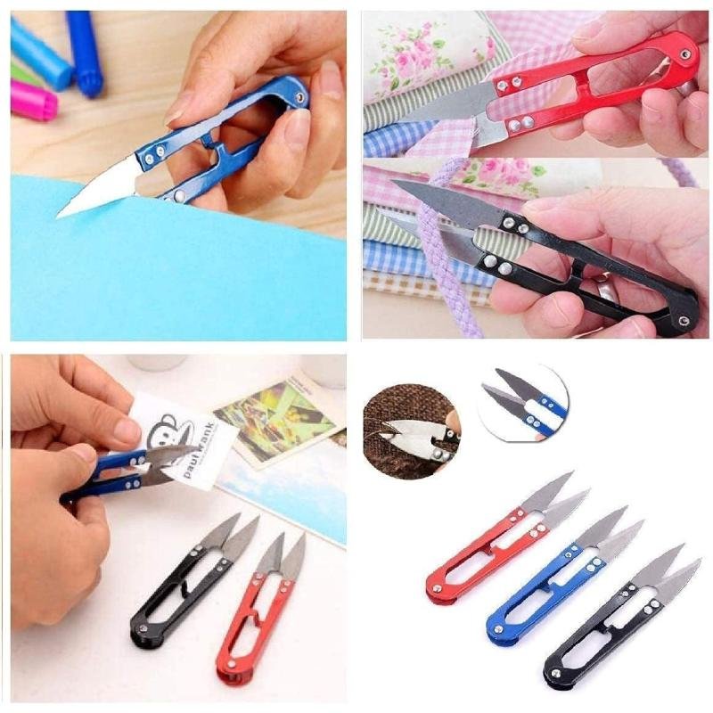12pz Tijera Deshebradora Metálica Corta Hilo Textil Pinzas Colores