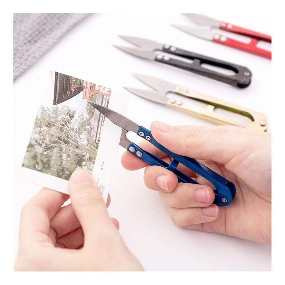 12pz Tijera Deshebradora Metálica Corta Hilo Textil Pinzas Colores