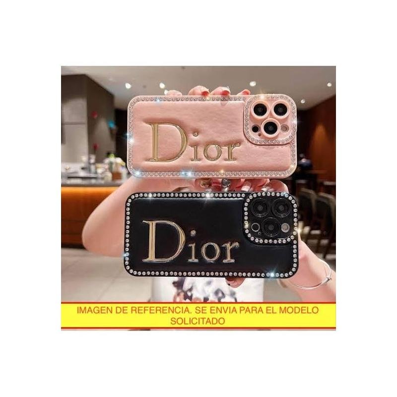 Funda protector silicon brillos y logo dior para samsung + mica de cristal templado