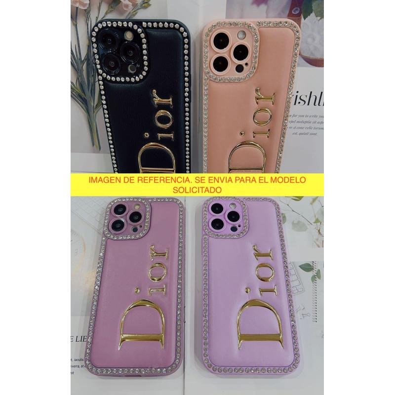 Funda protector silicon brillos y logo dior para samsung + mica de cristal templado