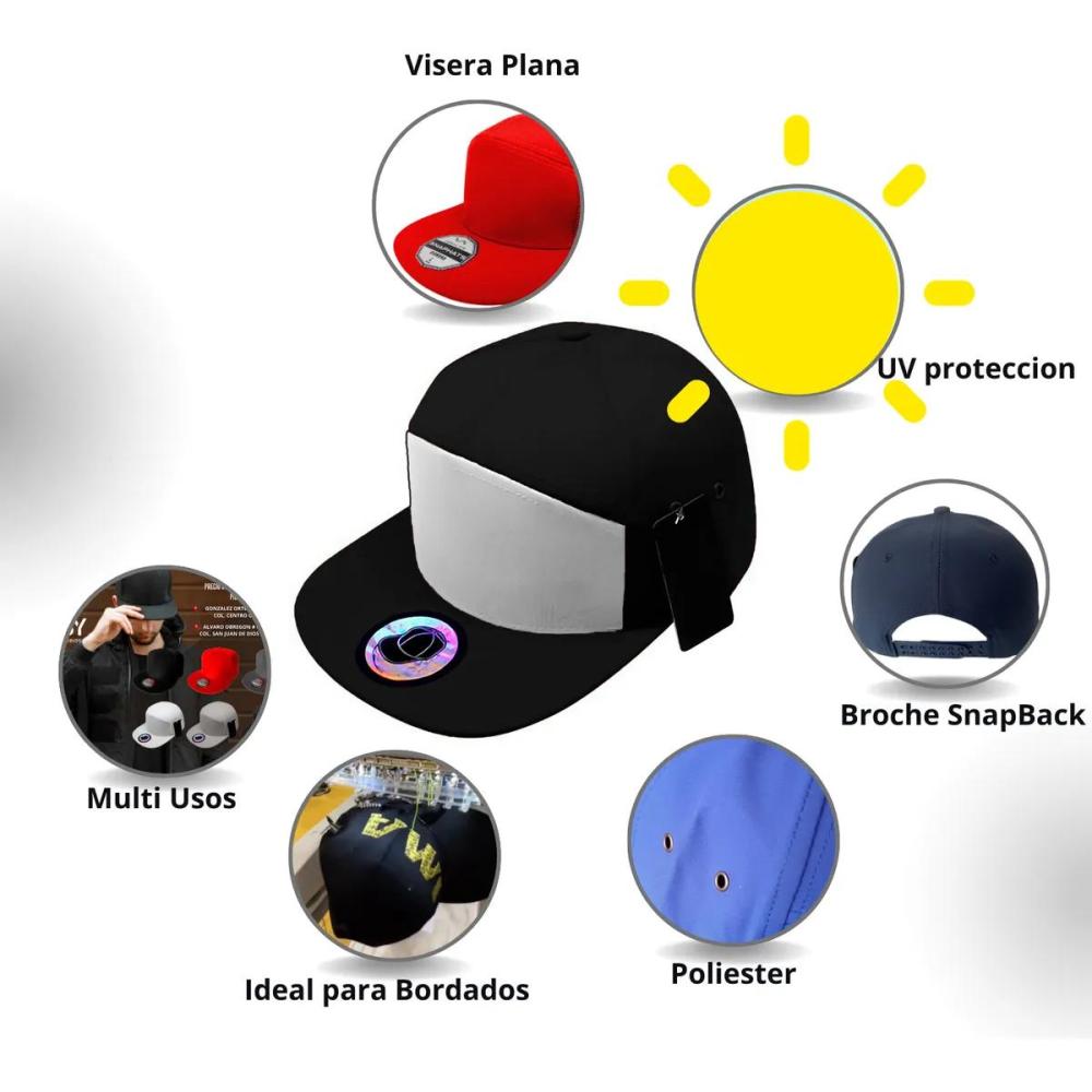 Gorra Plana Lisa Snapback Unitalla 7 Paneles Personalizada