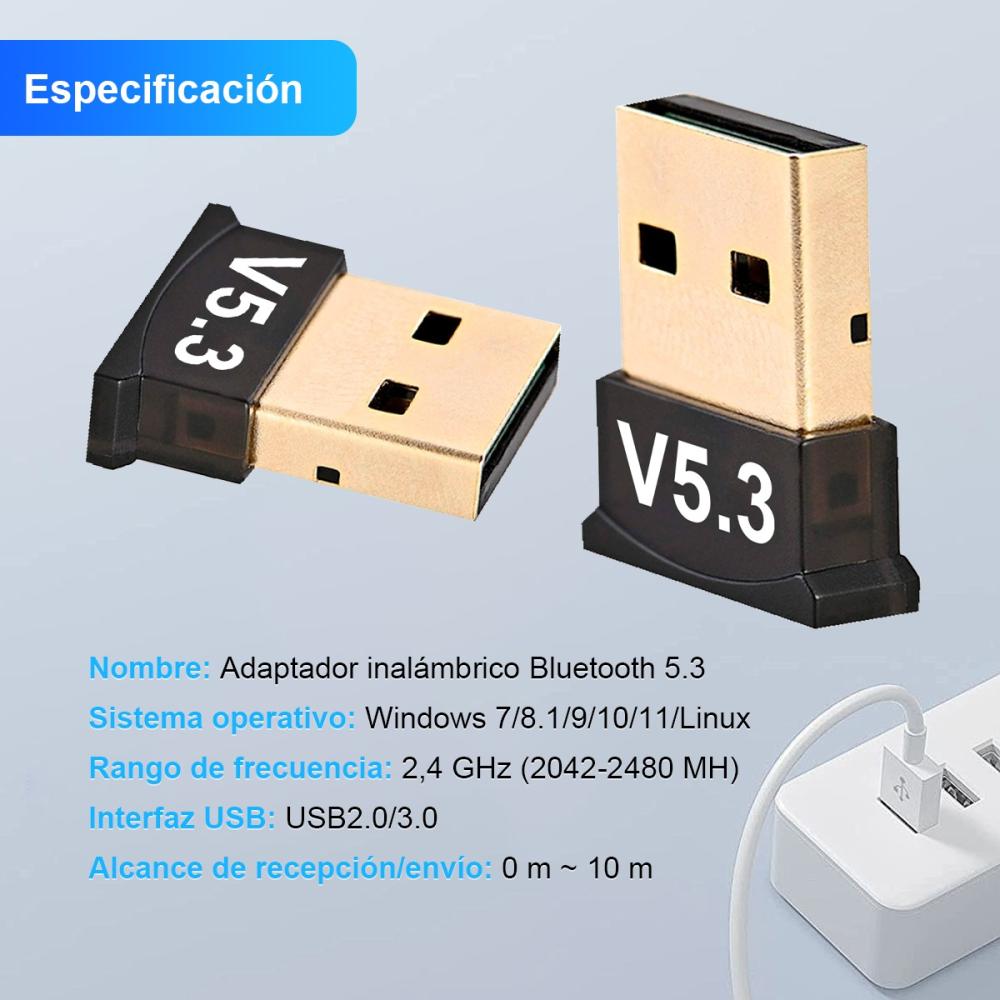 2PZS Adaptador Bluetooth Usb Bluetooth Mini Adaptador Bluetooth BT-5.3 Color Negro