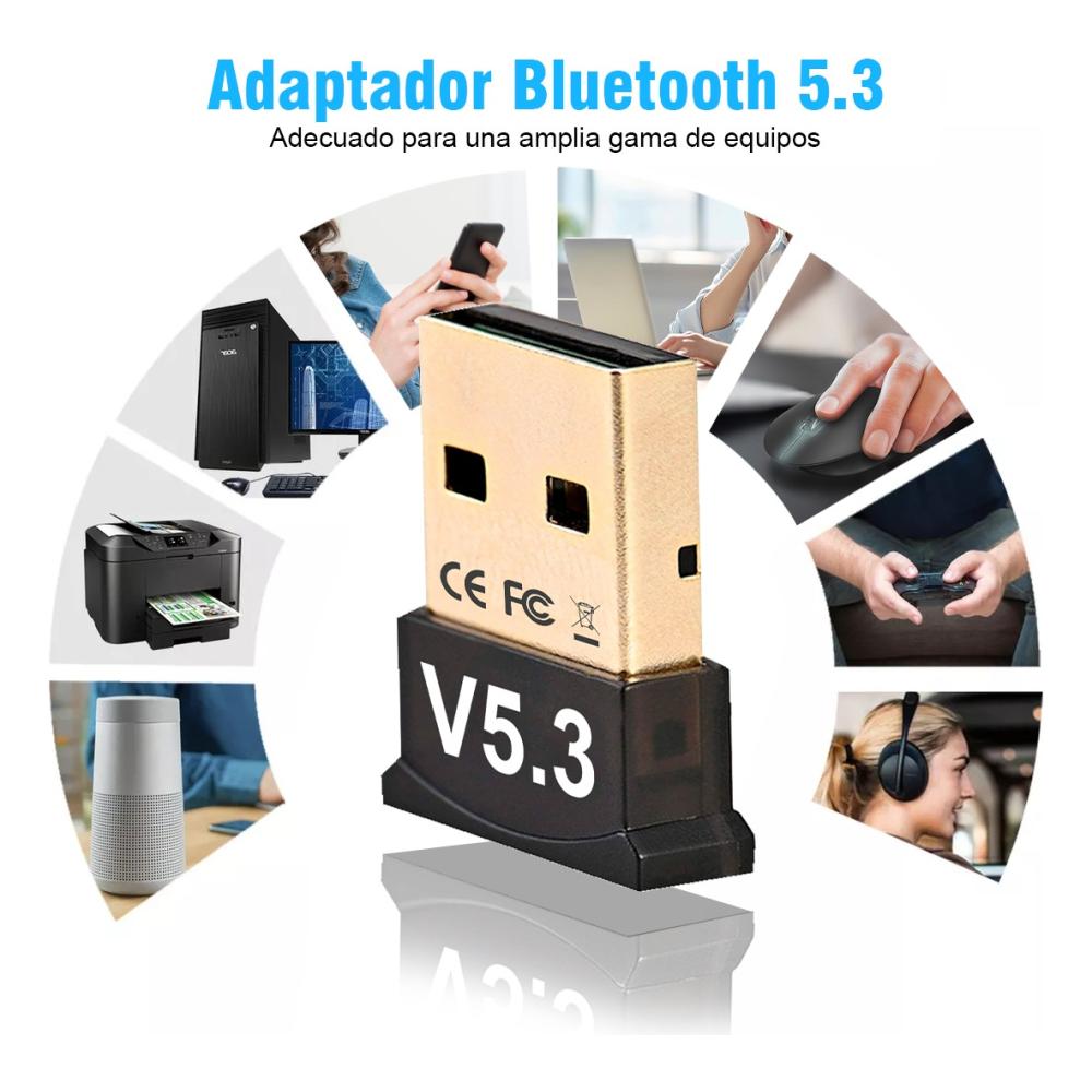 2PZS Adaptador Bluetooth Usb Bluetooth Mini Adaptador Bluetooth BT-5.3 Color Negro