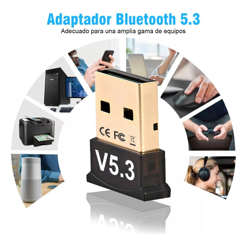 2PZS Adaptador Bluetooth Usb Bluetooth Mini Adaptador Bluetooth BT-5.3 Color Negro