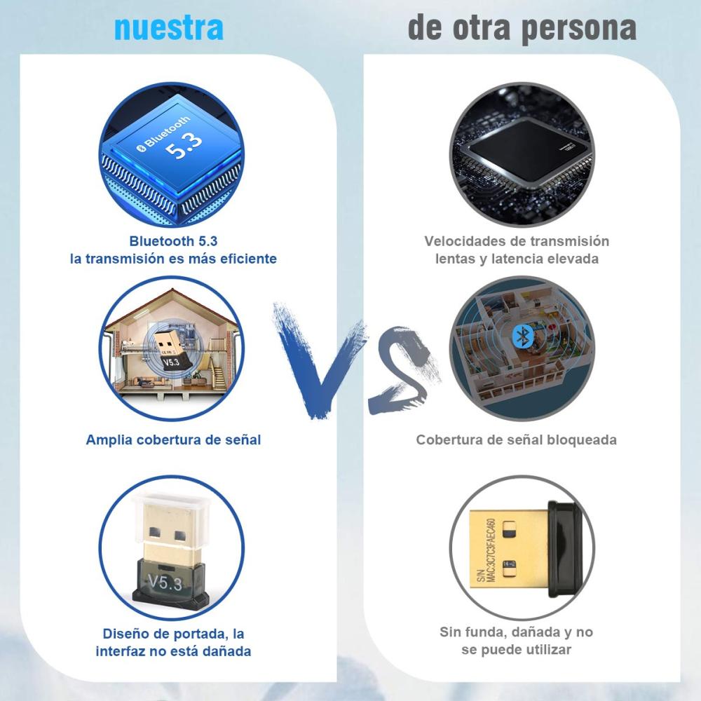 2PZS Adaptador Bluetooth Usb Bluetooth Mini Adaptador Bluetooth BT-5.3 Color Negro