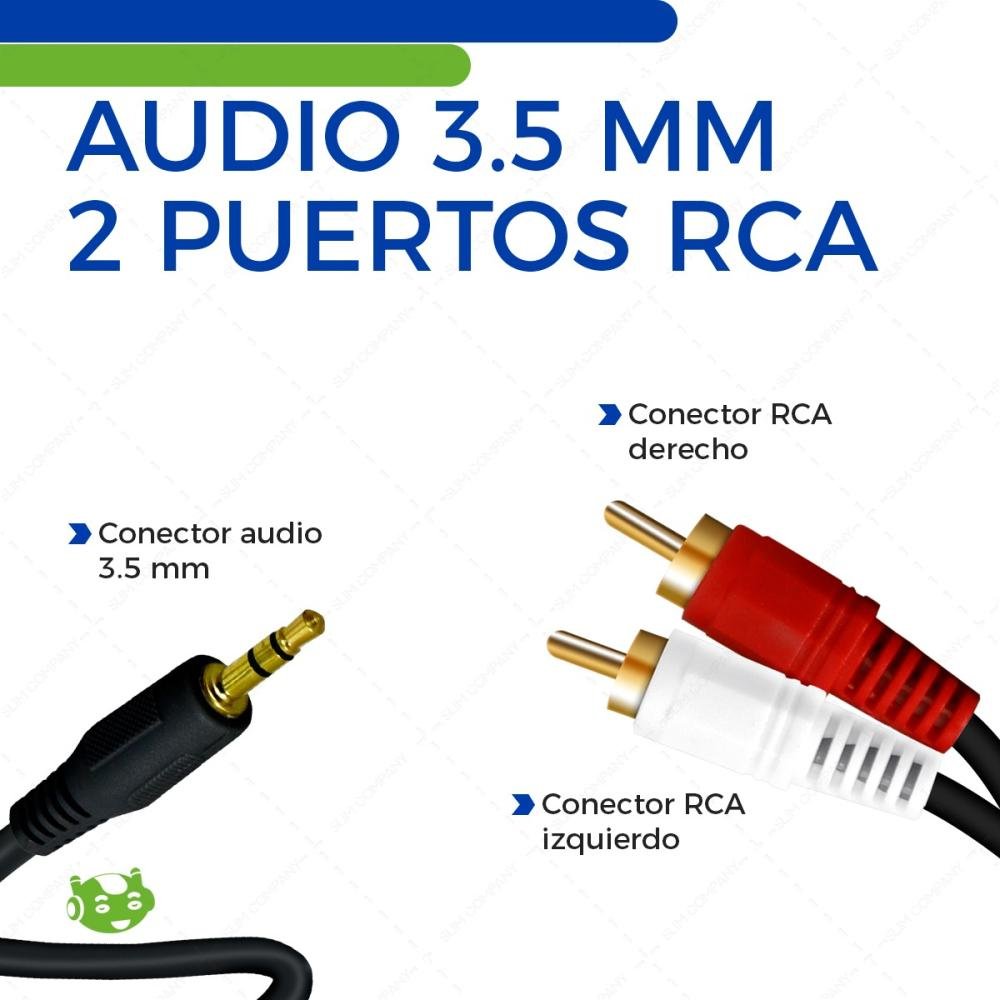 Cable De Audio Auxiliar Plug 3.5 A Rca Estereos 1.5 Metros