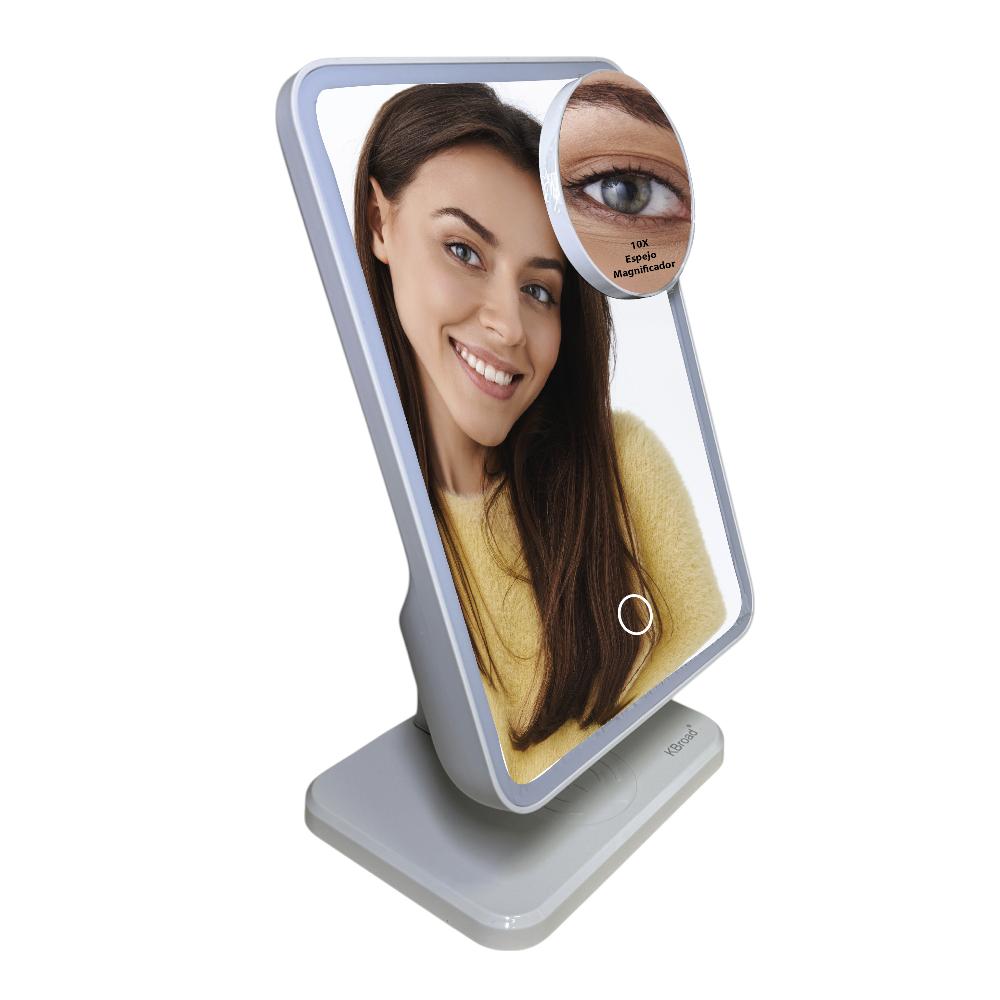 Pack 2 Espejo Inteligente Kts-1936 Con Luz Led Bocina Bluetooth Micrófono Soporte Y Carga Inalámbrica Para Celular