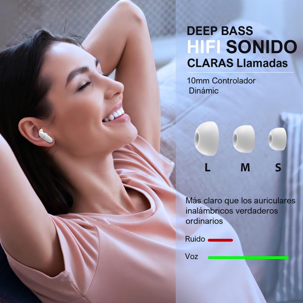 Audífonos In-ear Inalámbricos 1hora Aut205 Blanco Auriculares Inalambricos Bluetooth 5.3 Con Microfono