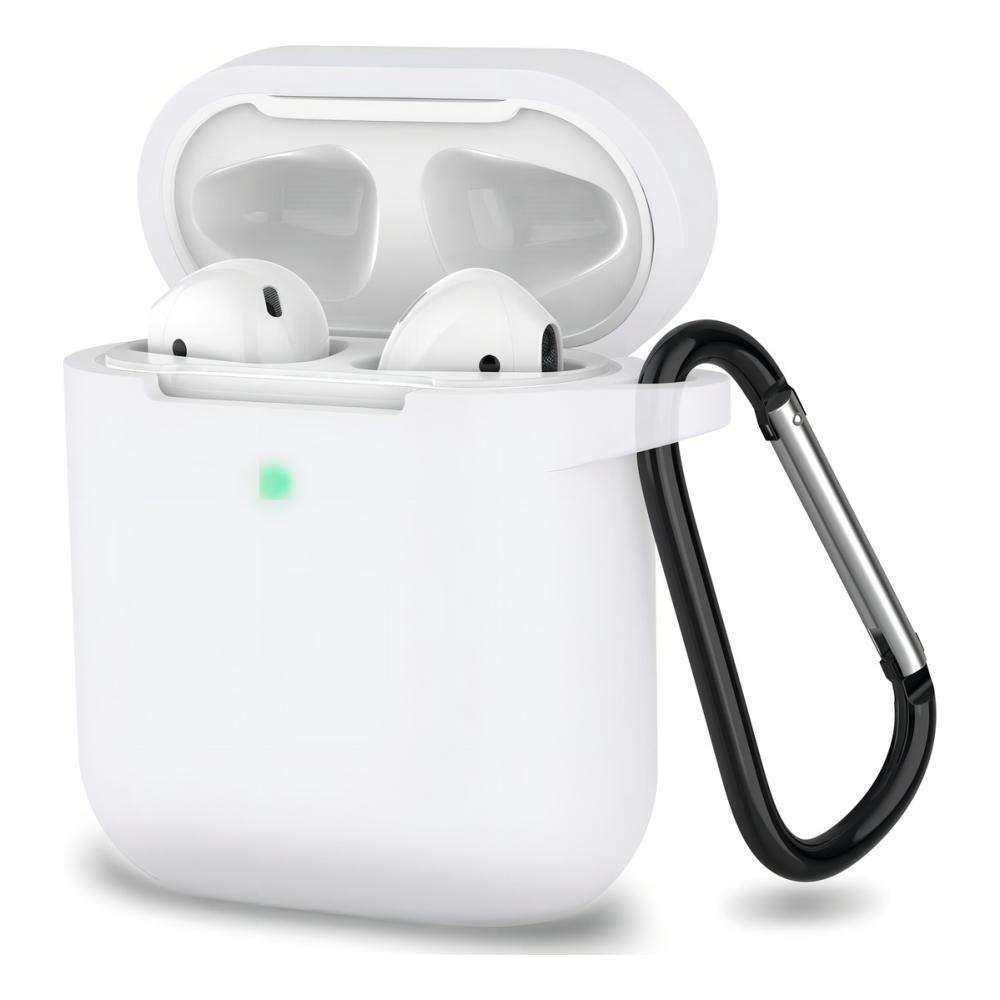 Funda protectora de silicona para auriculares AirPods de 1 y 2 generaciones, color blanco