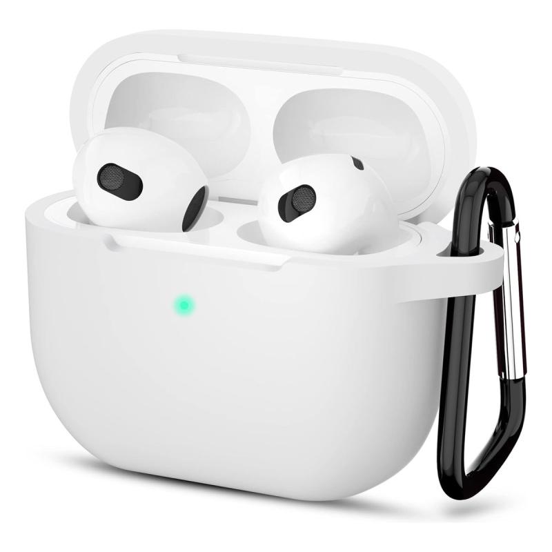 Funda De Silicona Líquida Compatible Para Airpods 3 Blanco Geométrico