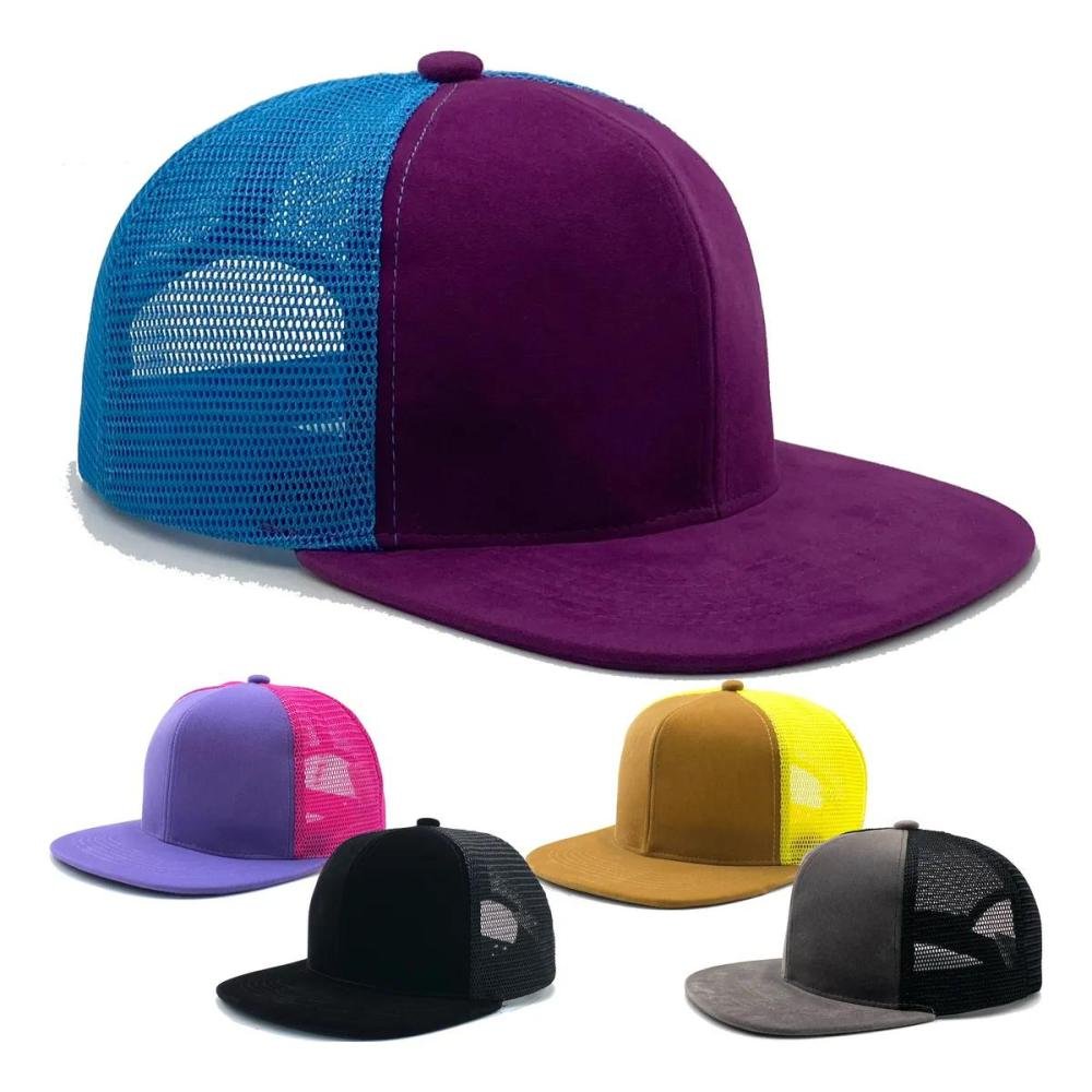 Gorra Hombre Plana Trucker Gamuza Hiphop Malla Lisa Snapback