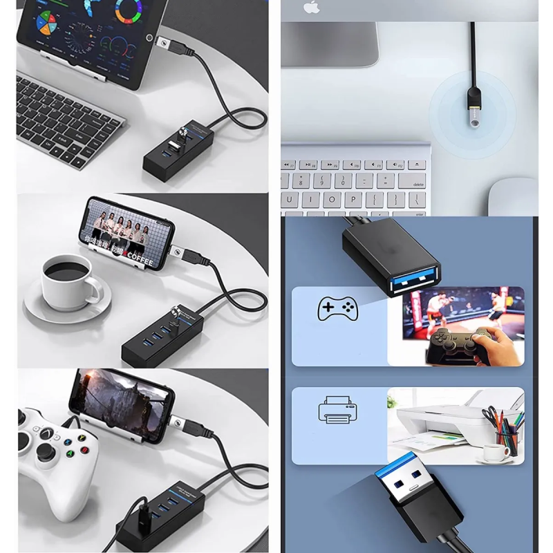 Hub Usb 3.0 4 Puertos Expansor Multi Para Laptop Pc 4 En 1