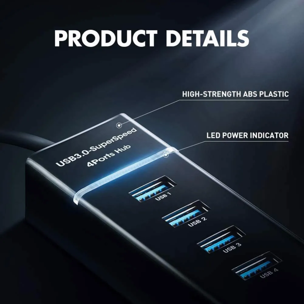 Hub Usb 3.0 4 Puertos Expansor Multi Para Laptop Pc 4 En 1