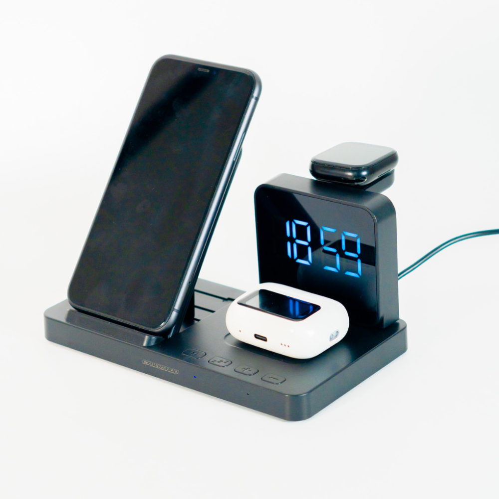 BASE DE CARGA 4 EN 1 WATCH/EARBUDS/PHONE/CLOCK