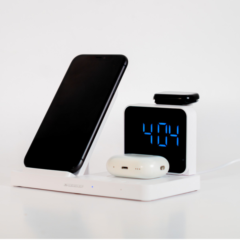 BASE DE CARGA 4 EN 1 WATCH/EARBUDS/PHONE/CLOCK