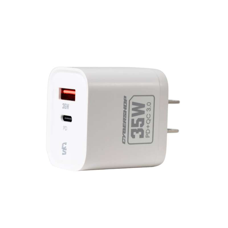COMBO CARGADOR & CABLE 35W TYPE-C BLANCO CYBERSHOP