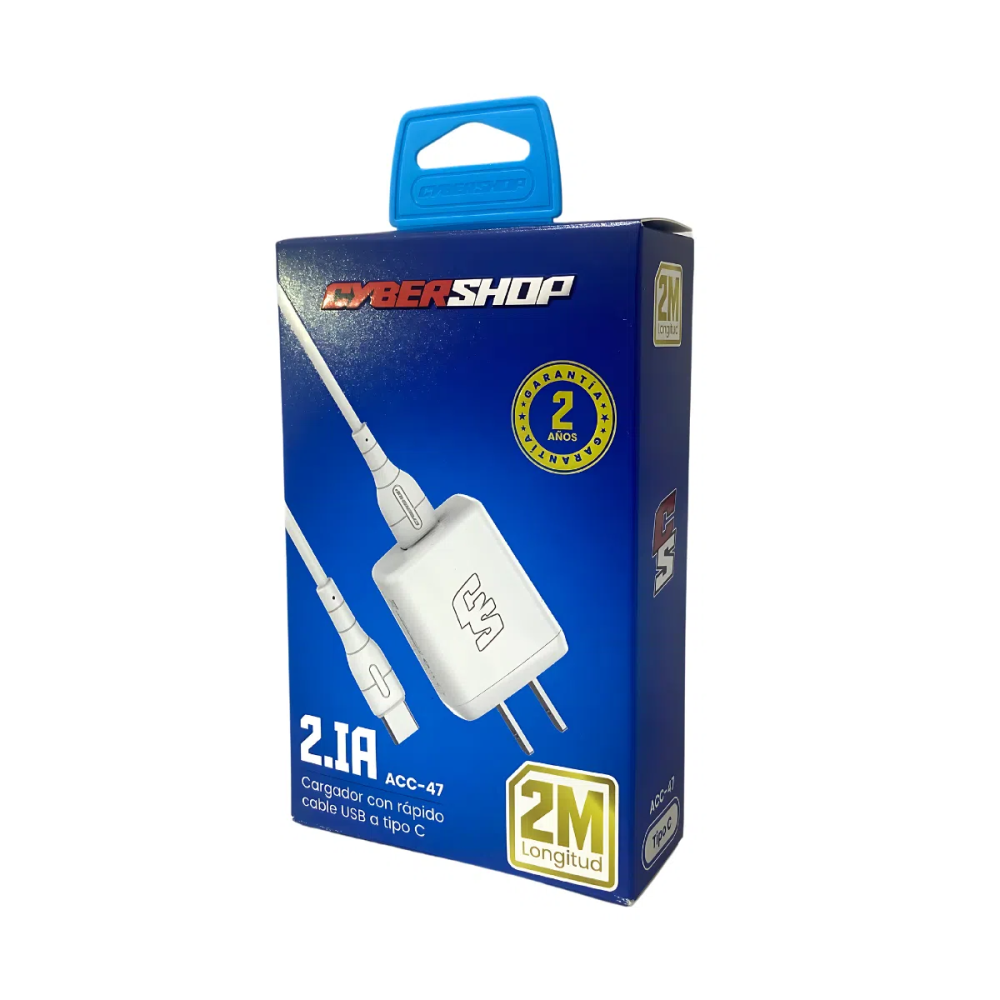 CARGADOR 2.1A TYPE-C 2 METROS CYBERSHOP