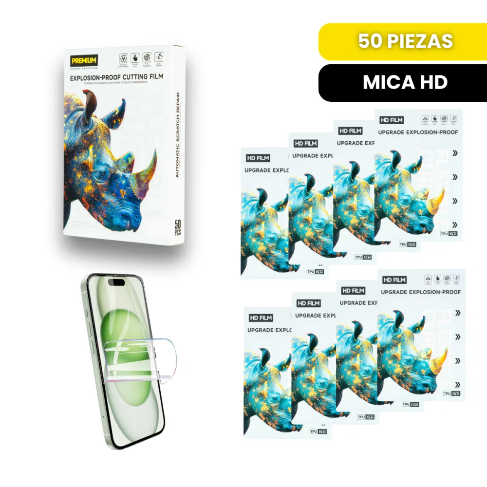 PAQUETE 50 – MICA HIDROGEL HD CLEAR