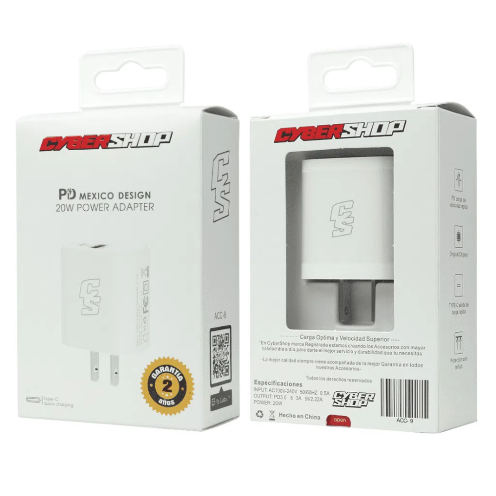 CUBO 20W TIPO-C & USB 3.1A QUICKCHARGER