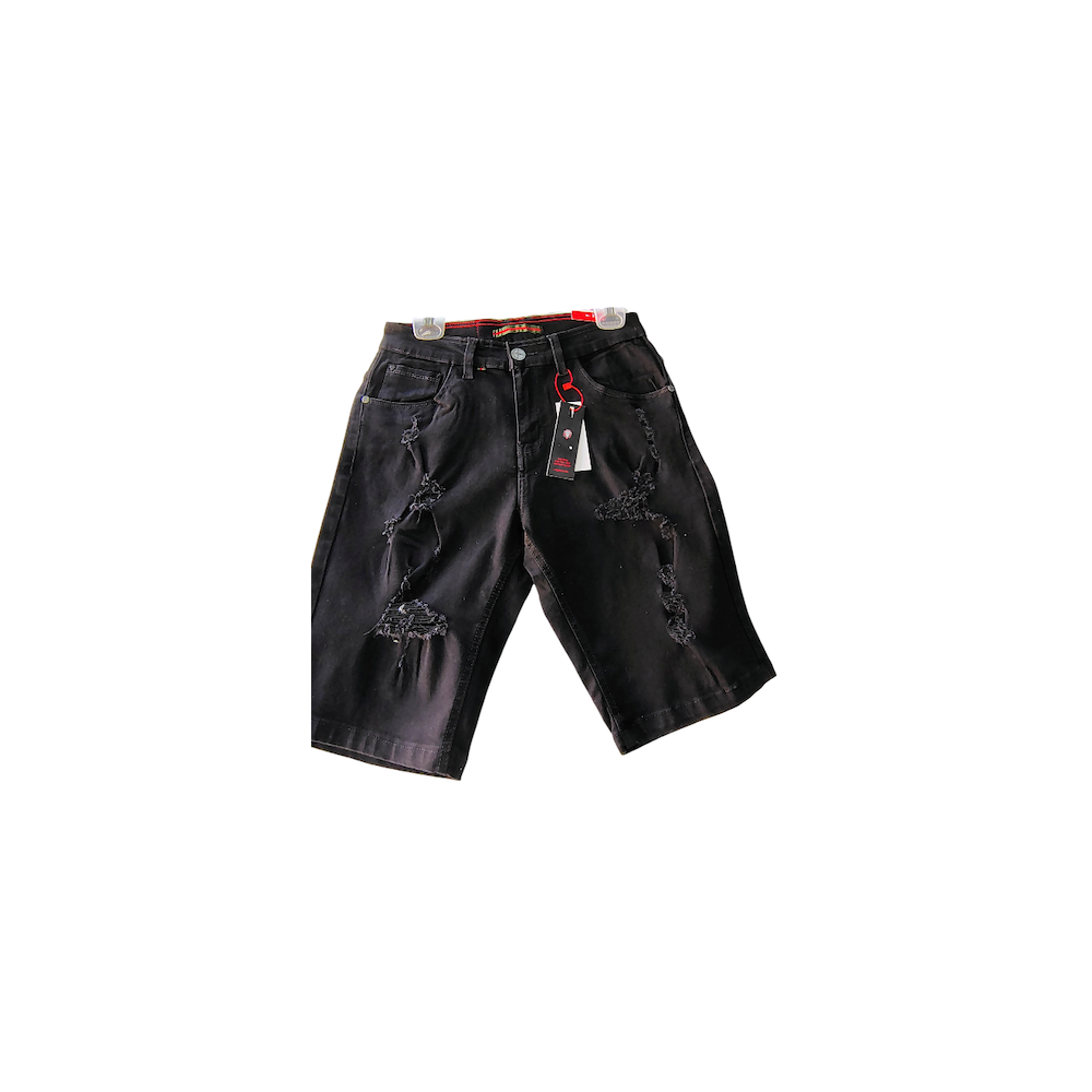 Short Denim Black Destroyed Street