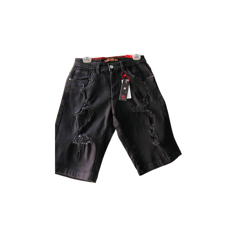 Short Denim Black Destroyed Street
