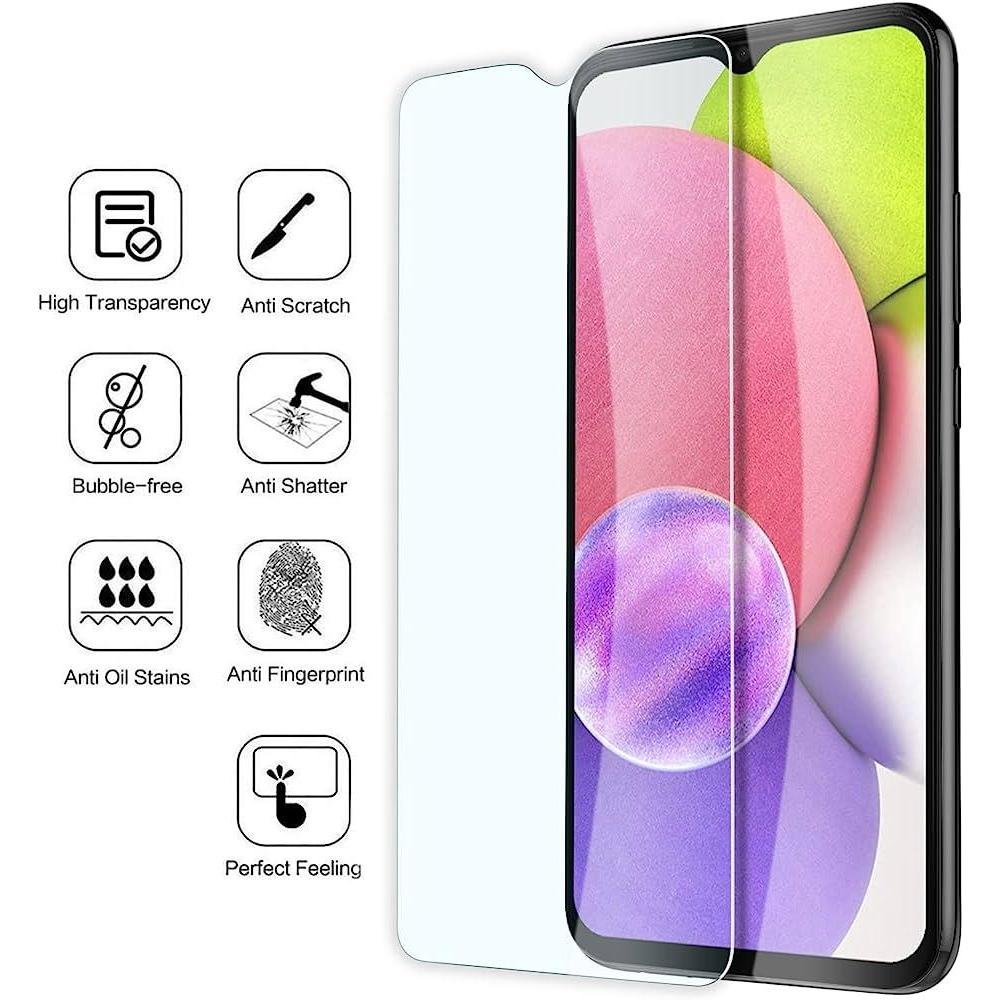 paquete-2-micas-a02/a70/a02s/a03/a03s/a04/a04s/a04e/a12/a13/a20s/a22-5g/a23-samsung-y-mas-cristal-templado-transparente