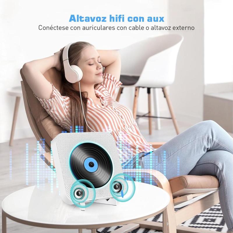 Reproductor De Cd Portátil Bluetooth Con Altavoces Música