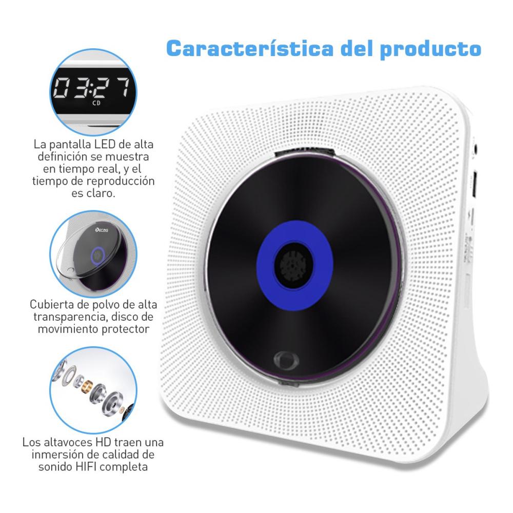 Reproductor De Cd Portátil Bluetooth Con Altavoces Música