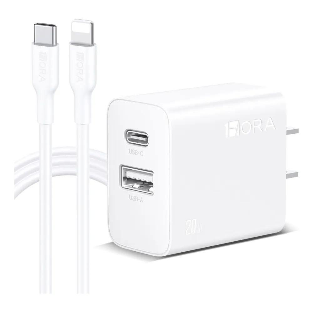 Cargador 20w Salida Dual Carga Rápida Y Cable Compatible Con iPhone 11/12/13/14, Cubo Compatible Con Samsung/motorola/oppo 1hora