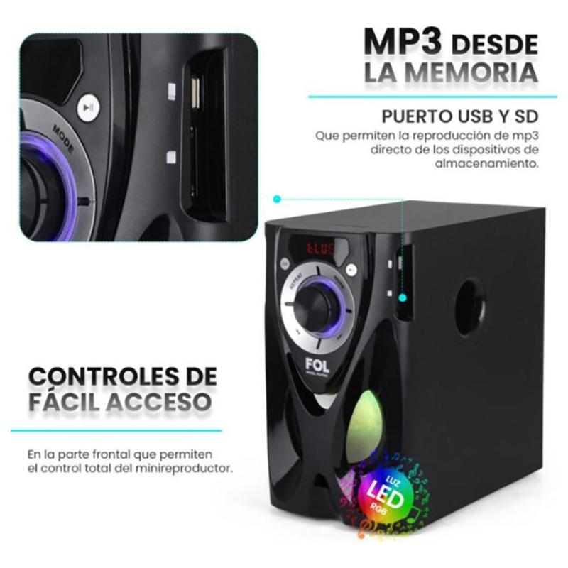 Minicomponente Fol Fs-p243 Bluetooth 40w Fm Sd/usb