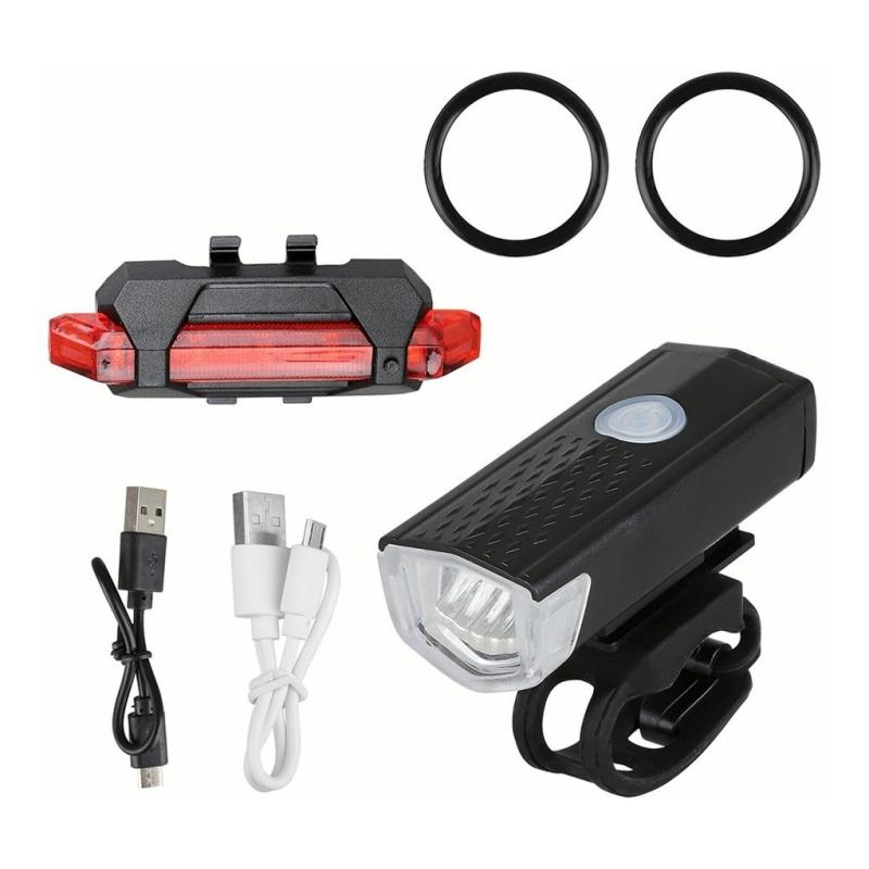 Luces Bicicleta Delantera Y Trasera Linterna Ipx5 Impermeable Color Negra