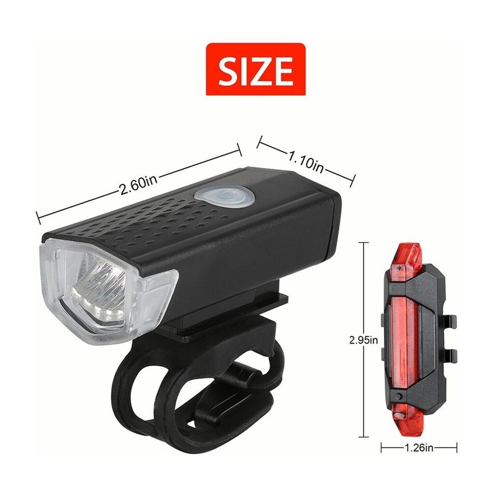 Luces Bicicleta Delantera Y Trasera Linterna Ipx5 Impermeable Color Negra