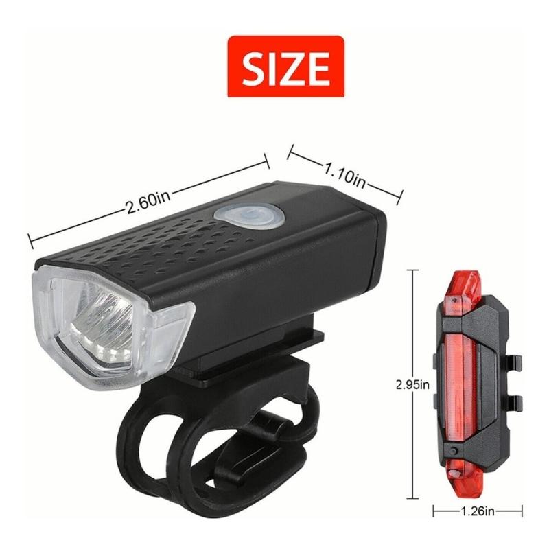 Luces Bicicleta Delantera Y Trasera Linterna Ipx5 Impermeable Color Negra