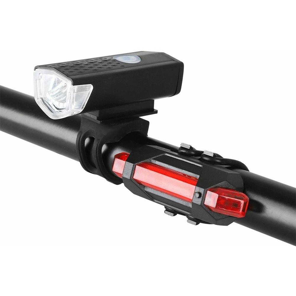 Luces Bicicleta Delantera Y Trasera Linterna Ipx5 Impermeable Color Negra