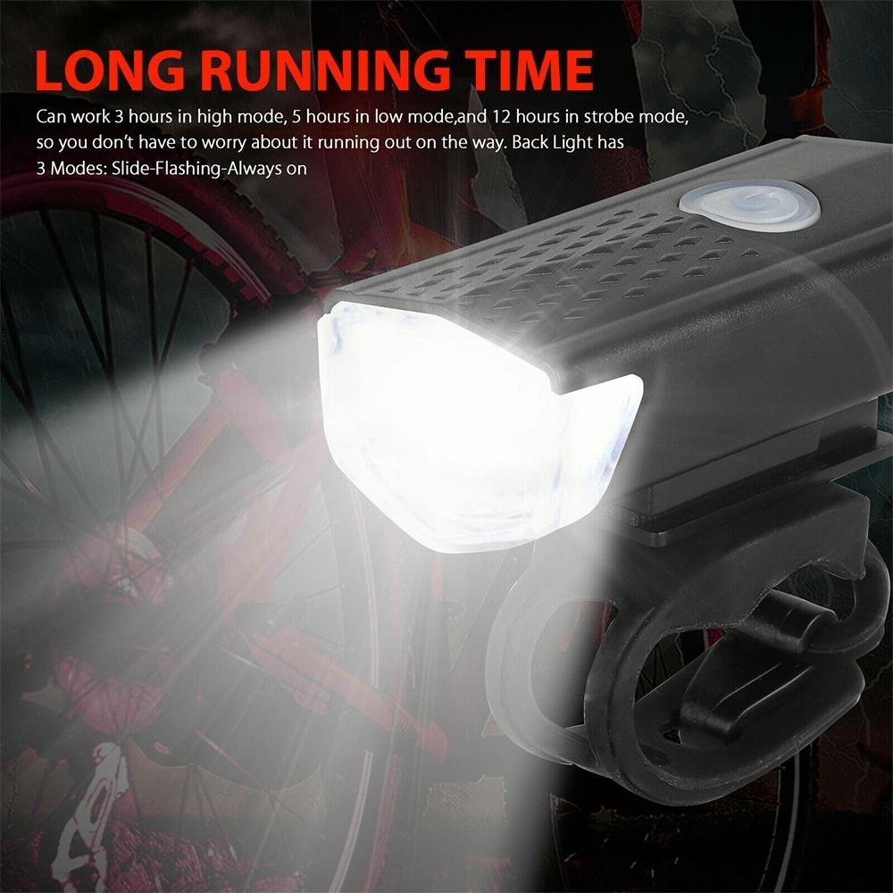Luces Bicicleta Delantera Y Trasera Linterna Ipx5 Impermeable Color Negra